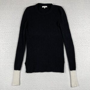 Madewell Sweater Womens XS Black Merino Wool Alpaca Fremont Pullover Colorblock‎